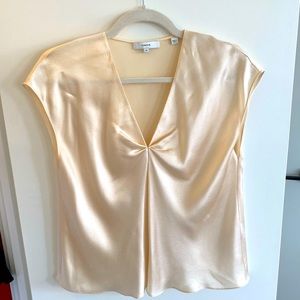 Vince twist detail short sleeve silk blouse in blush - never worn